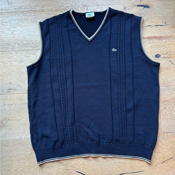 Lacoste Men's Navy Sweater Vest Sz 3XL made I France price firm! - Picture 1 of 9